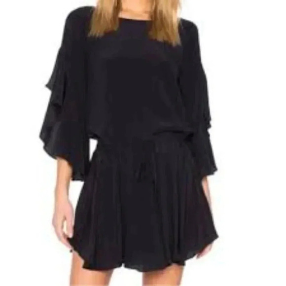 A.L.C. Cannon Draped-sleeves Silk Mini Dress In Midnight 10 - Picture 15 of 15